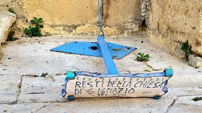 Mazara, vandalizzato il cartello indicante i resti della Chiesa di Sant’Ignazio