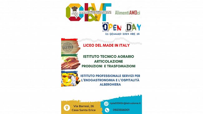 Due nuovi indirizzi all'Istituto 'Florio di Erice': il Tecnico-Agrario e il Liceo del Made in Italy