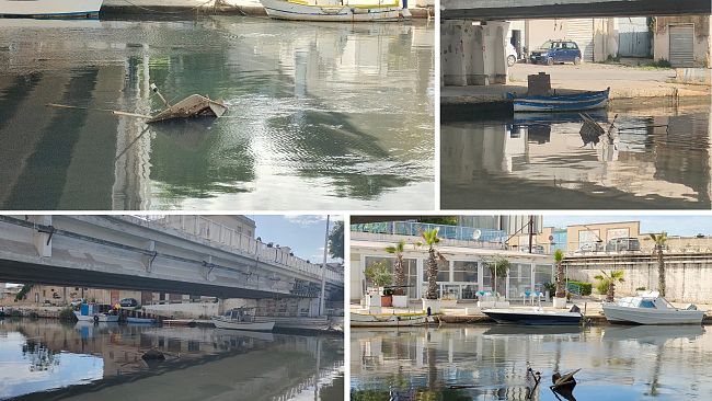 Mazara, resti di una piccola imbarcazione nel porto canale. Un pericolo per la navigazione  