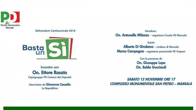 Marsala, Referendum: Incontro circolo PD Marsala sulle ragioni del SI