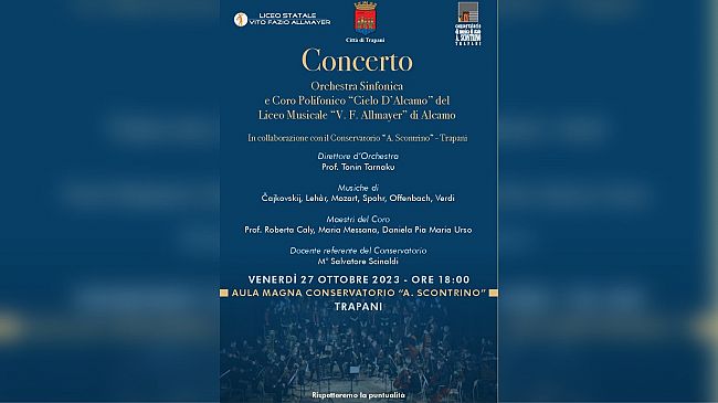 Trapani, concerto Orchestra sinfonica e del coro polifonico del liceo musicale “AllMayer”