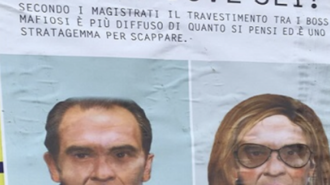Messina Denaro travestito da donna. Manifesti a Palermo