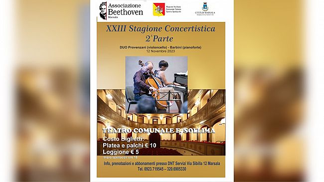 Il duo Provenzani-Barbini al Teatro Sollima di Marsala per la XXIII Stagione Concertistica