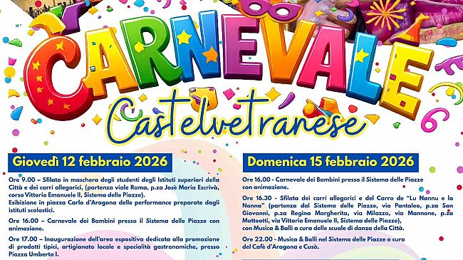 Ecco il programma ufficiale del Carnevale castelvetranese 2026
