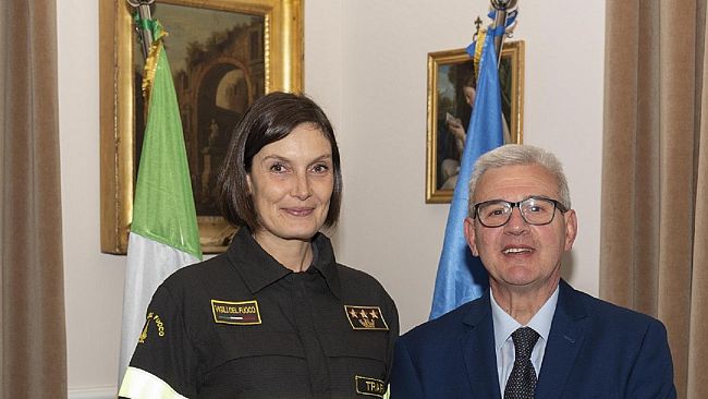 Il Prefetto ha ricevuto, l’ing. Biancamaria Cristini, nuovo comandante prov dei Vigili del Fuoco