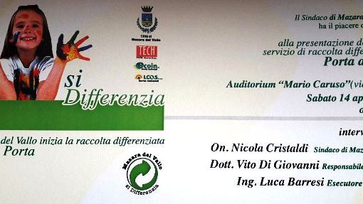 Mazara, sabato la presentazione del nuovo servizio di raccolta differenziata porta a porta.