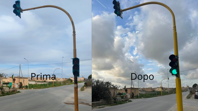 Mazara, i vecchi semafori all'incrocio tra via G. Falcone e via Val di Mazara sostituiti con un nuovo impianto