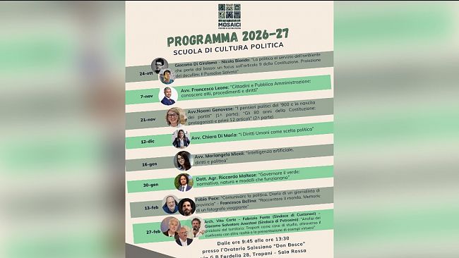 A Trapani torna Mosaici: al via la seconda edizione della Scuola di cultura politica