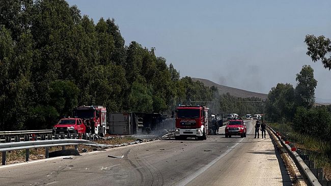 Incendio di un mezzo pesante sull'A-29, ferito il conducente 