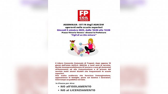 FP Cgil, giovedì sit in degli Asacom dinanzi la Prefettura 