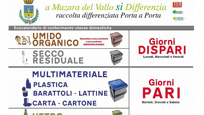 Mazara Si Differenzia. Sistema raccolte differenziata per condomini e attività commerciali.