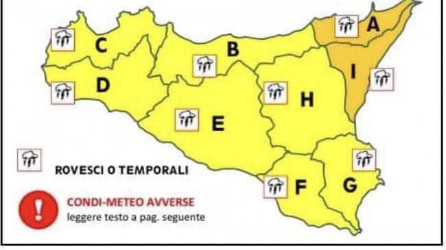 Diramata allerta gialla per domani in provincia di Trapani