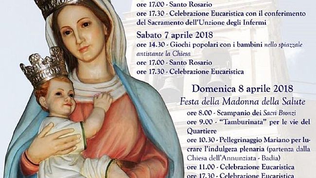 Da domani a domenica la festa di Maria SS. della Salute