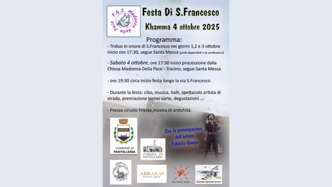 Pantelleria, tutto pronto per la Festa di San Francesco 2025