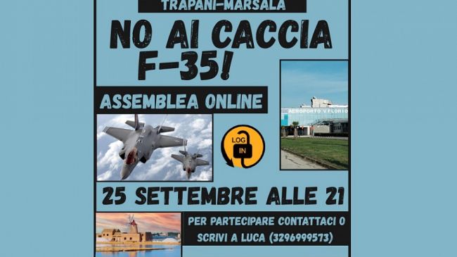​Assemblea on-line contro il polo di addestramento con F35 previsto alla base di Trapani Birgi