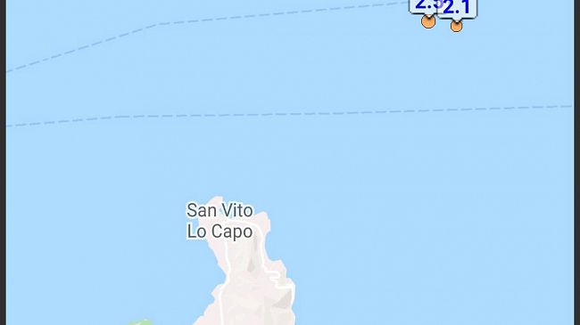 Due scosse di terremoto al largo della costa trapanese