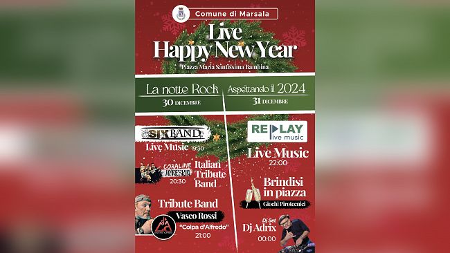 Marsala, Notte di Capodanno: concerti, dj music e brindisi in Piazza Bambina