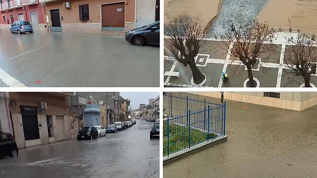 Mazara, temporale di fine stagione. Allagamenti in diverse strade e forti disagi