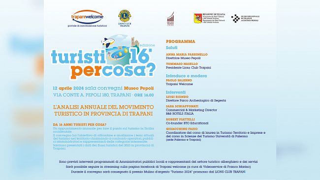 ​Torna la XVI edizione di “Turisti per cosa?”, l’analisi annuale sul movimento turistico in provincia di Trapani