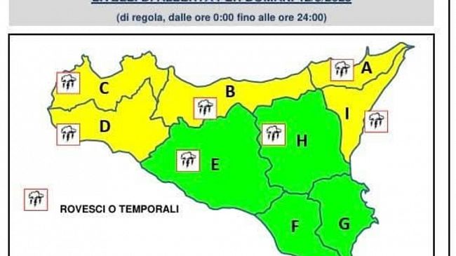 Allerta gialla per domani mercoledì 12 marzo