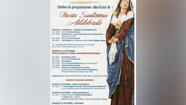 Al via da giovedì 12 settembre la Festa Liturgica  di Maria Santissima Addolorata nel santuario del centro storico
