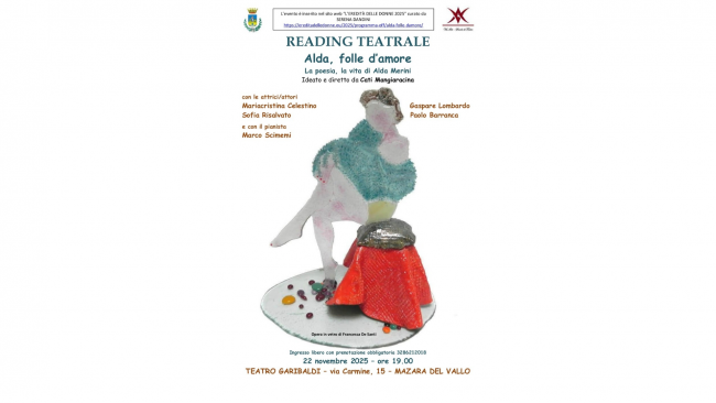 Mazara, il 22 novembre lo spettacolo teatrale 