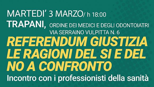  Referendum sulla giustizia: le ragioni del SÌ e del NO a confronto all’Ordine dei Medici di Trapani
