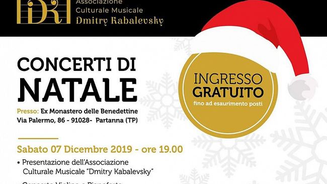 Partanna, Concerto di Natale dell’Associazione Culturale Musicale “Dmtry Kabalevsky” all’Ex Monastero delle Benedettine