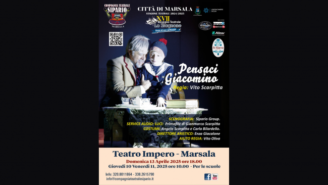Marsala, il 13 aprile in scena lo spettacolo “Pensaci Giacomino”