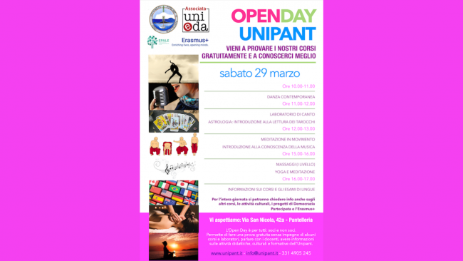 Pantelleria, il 29 marzo si terrà l'Open Day dell'Unipant 