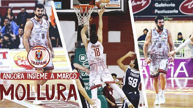 Pallacanestro Trapani, Marco Mollura granata per le prossime tre stagioni