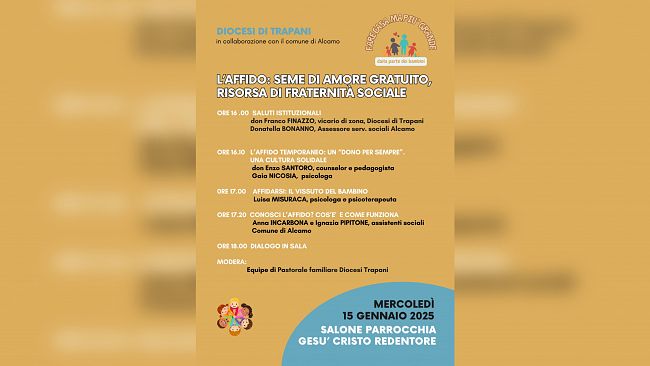 Diocesi di Trapani, ad Alcamo il secondo incontro sull'affido temporaneo 