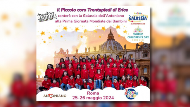 Il Piccolo coro Trentapiedi di Erice parteciperà alla Giornata Mondiale dei bambini a Roma