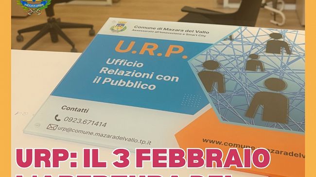 Mazara, il 3 febbraio l'apertura della nuova sede dell'Urp 