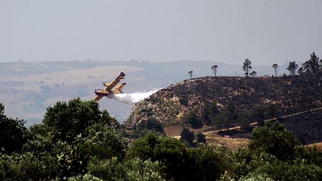 Incendio nella zona del lago Delia, interviene il canadair