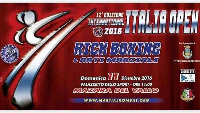 Mazara, International Italia Open di arti marziali: domenica 11 dicembre