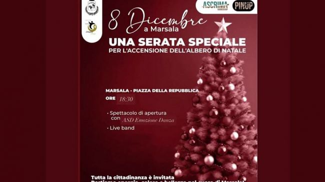 Marsala accende il Natale: serata speciale per l'albero in Piazza della Repubblica l'8 dicembre