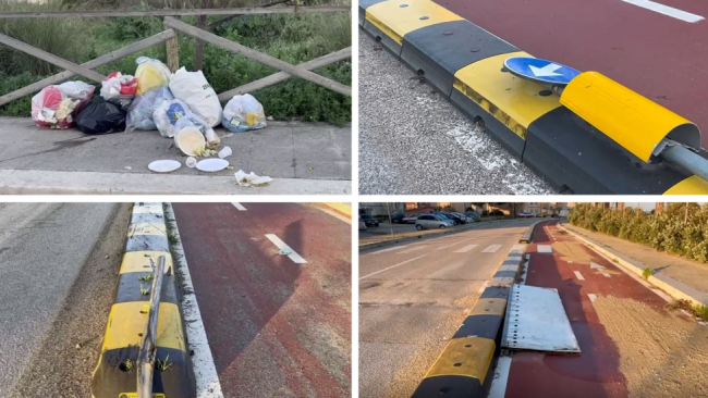 (VIDEO) Lungomare Salinella tra ciclabile della discordia, abbandono rifiuti e segnaletica abbattuta