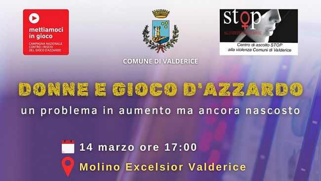 Valderice, il 14 marzo un incontro per parlare del gioco d'azzardo al femminile