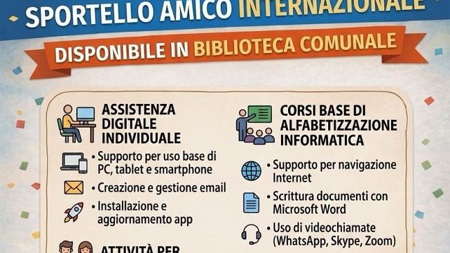 Alcamo, assistenza digitale per tutti: alla biblioteca Bagolino arriva lo sportello informatico internazionale