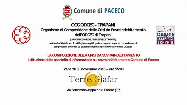 Crisi da sovraindebitamento, incontro a Paceco e istituzione di uno sportello informativo
