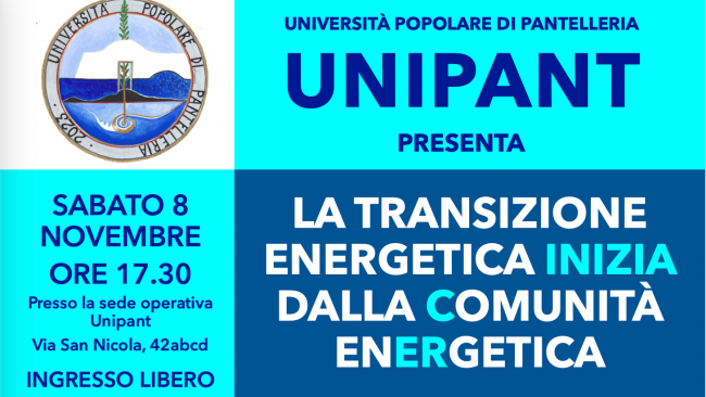 Pantelleria, all’Unipant una conferenza per capire e costituire una comunità energetica rinnovabile sociale 