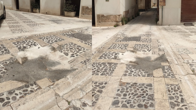 Mazara, voragine pericolosa in piazza San Michele