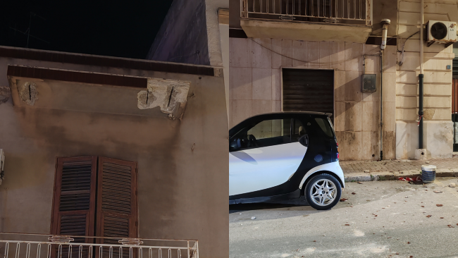 ​Mazara, calcinacci si staccano da una pensilina e danneggiano un automobile 