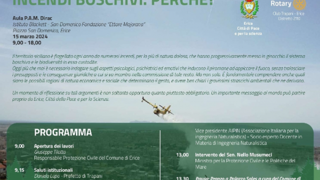 Ad Erice, il convegno “Incendi boschivi. Perché”