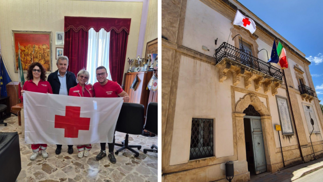 Partanna, la bandiera della Croce Rossa sventola sul municipio