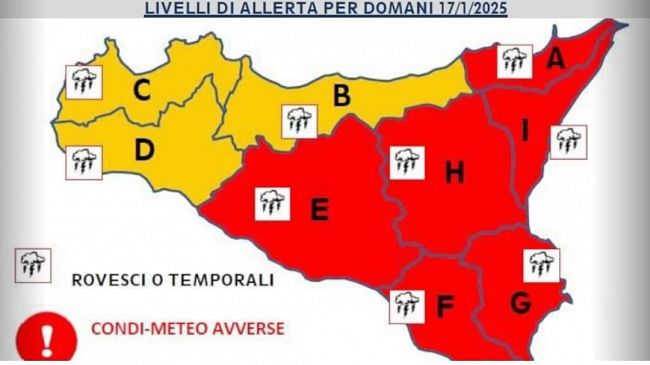 Domani allerta meteo arancione in Sicilia Occidentale. Massima attenzione
