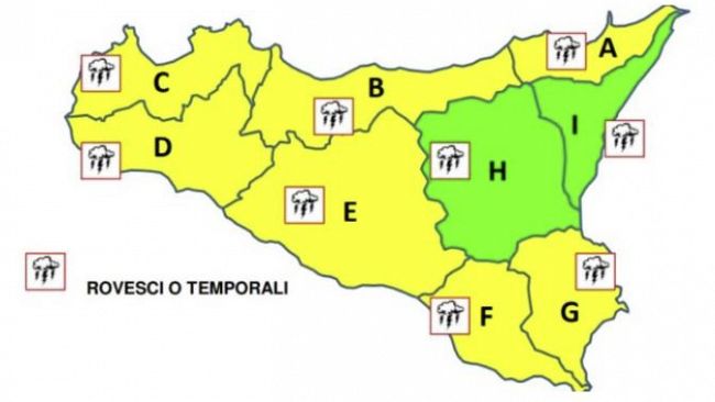 Allerta gialla confermata in Sicilia: attesi temporali e venti di burrasca