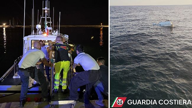 Mazara, barca da diporto si ribalta in mare. Disperso miracolosamente salvato dalla Guardia Costiera dopo 9 ore in acqua