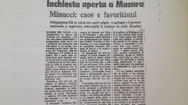 Mazara, 36 anni esatti dal terremoto: ancora “ignote” le cause e loschi affari sulla “ricostruzione”.